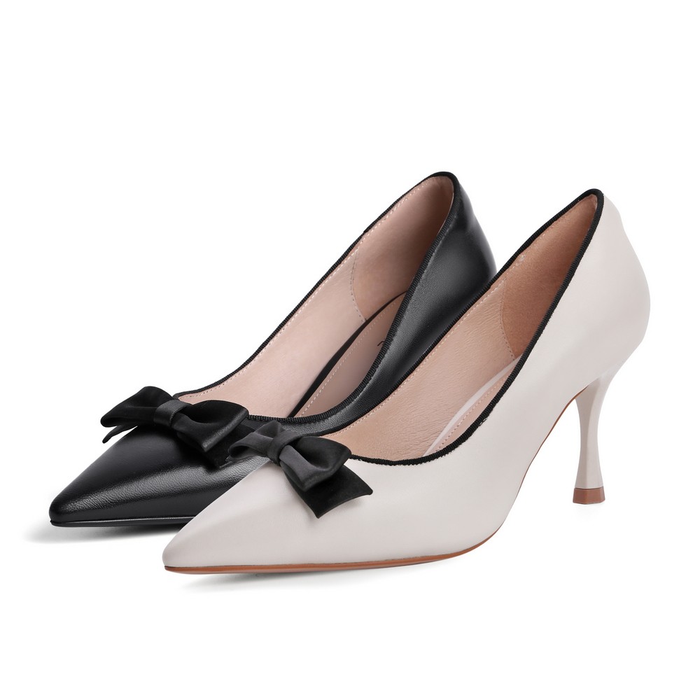 百丽2021春新商场同款女减龄蝴蝶结优雅跟单w2w1daq1单鞋