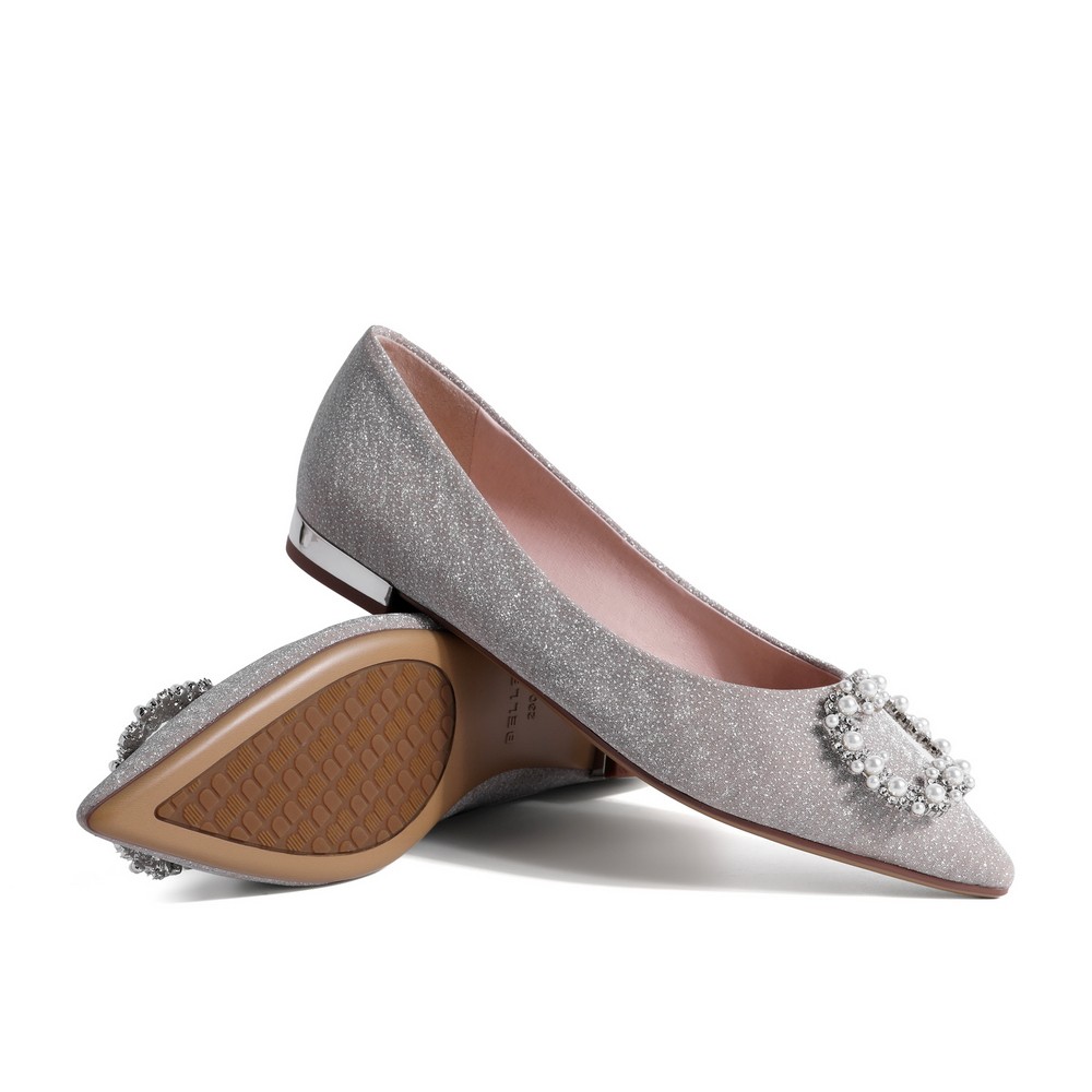 belle百丽2021春新商场同款珍珠亮片宴会尖头单鞋