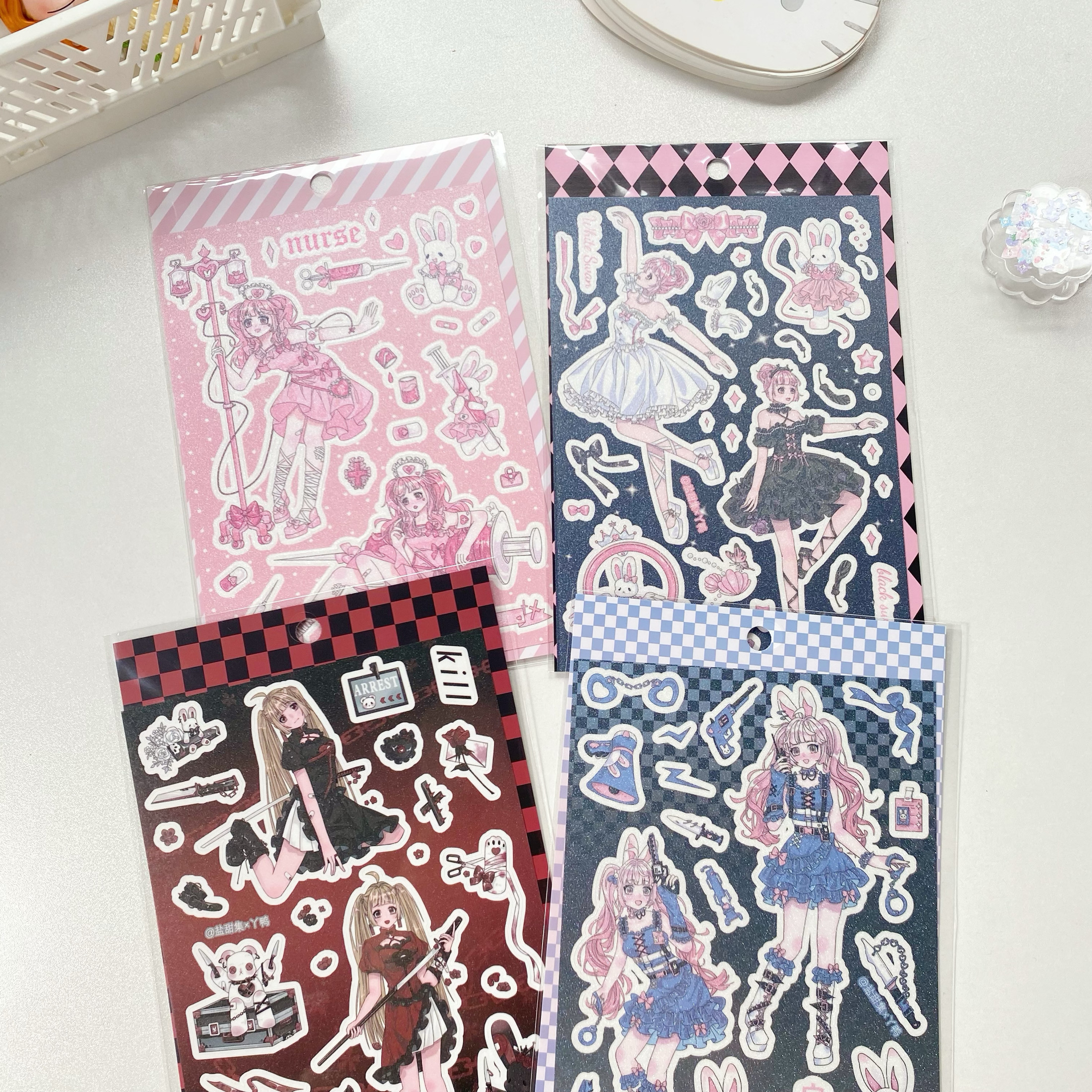 国产原创甜亚跳舞女孩暗黑萝莉咕卡贴纸人物贴纸