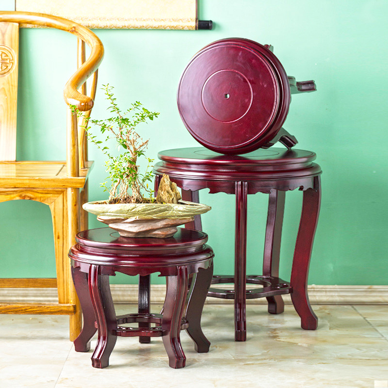 底座木座花架架子摆件鱼缸石头花托托架花瓶木雕