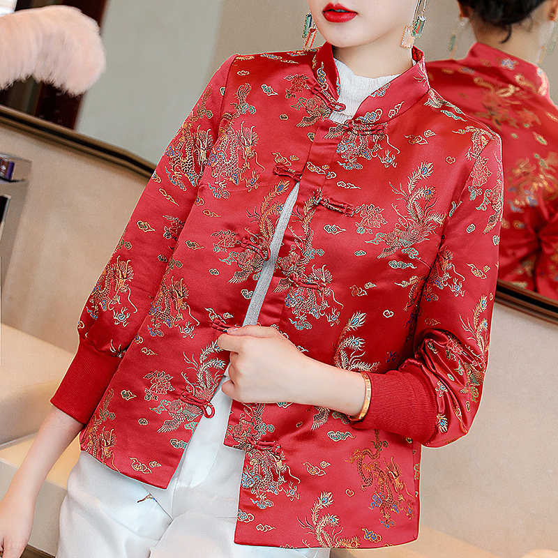 短外套秋冬中国国风短款民族风刺绣唐装女中中式短外套