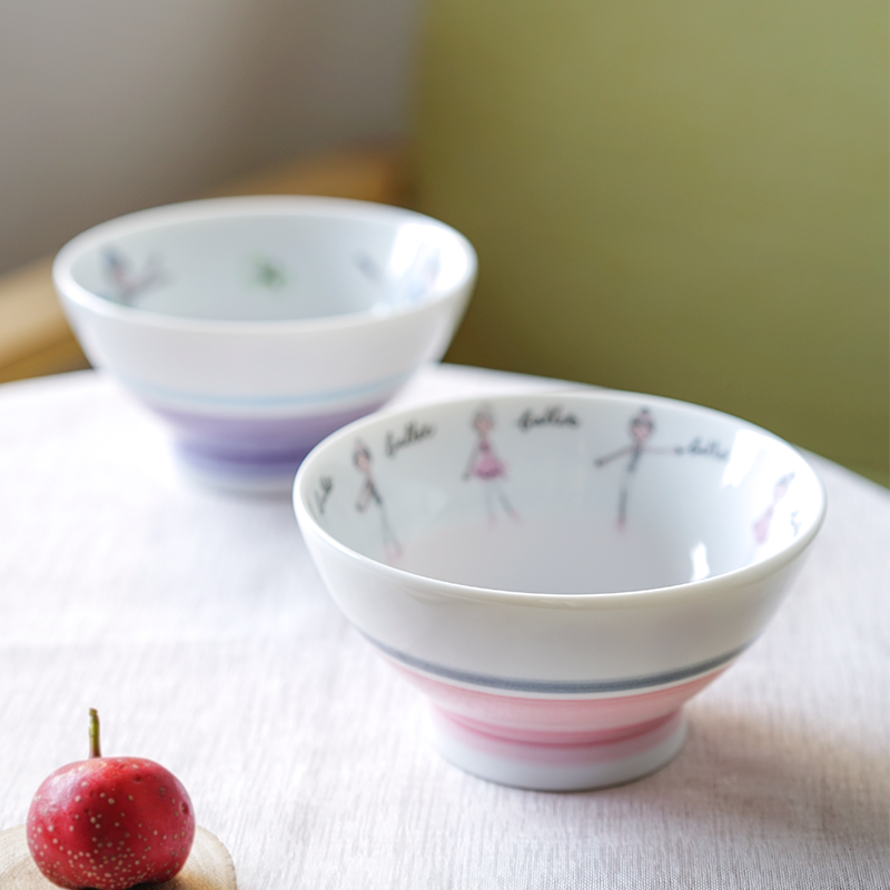 日本进口芭蕾舞女孩陶瓷家用吃饭米饭饭碗单个碗