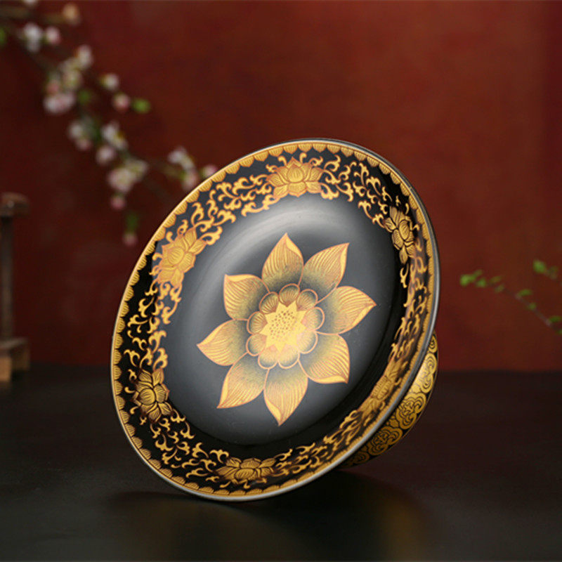 佛教用品 陶瓷祭祖祭祀墓地供盘仿古供佛香炉无字莲花贡品盘