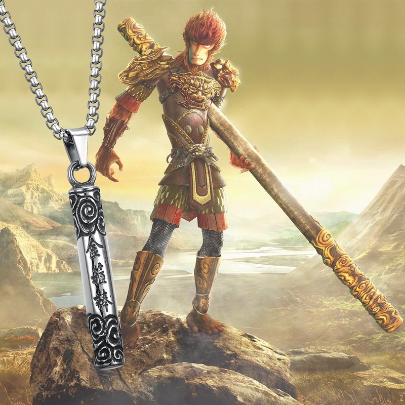 孙悟空如意金箍棒复古项链男士吊坠霸气钛钢时尚项链