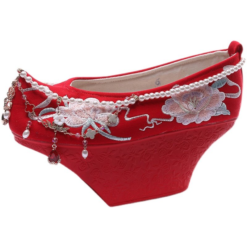 清朝花盆盆底鞋女延禧攻略格格65cm厚底刺绣布鞋