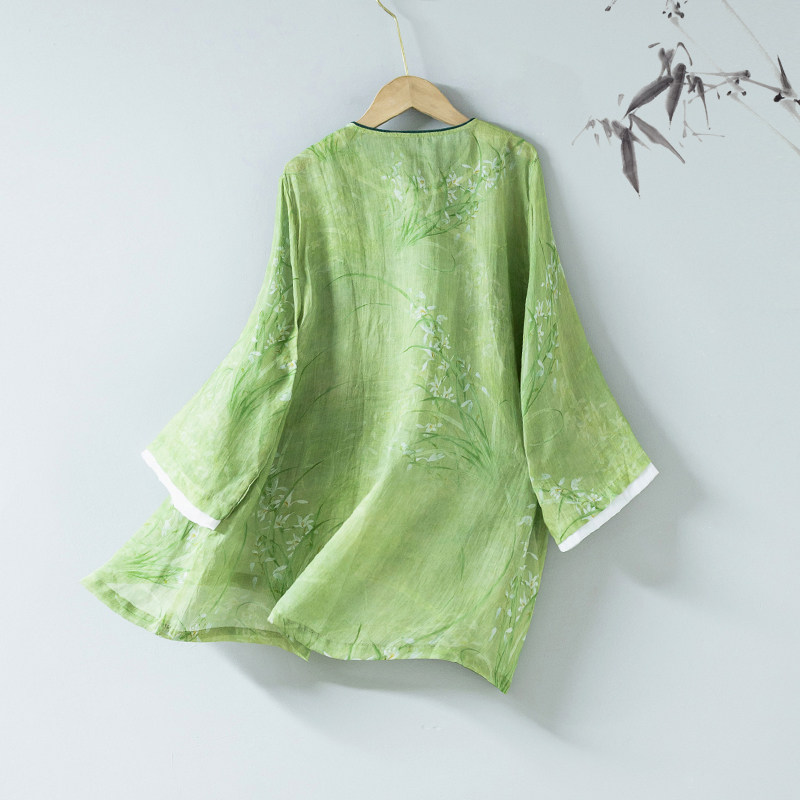 墨下宽松中式禅意新禅意遮肉女装初心夏款上衣衬衫