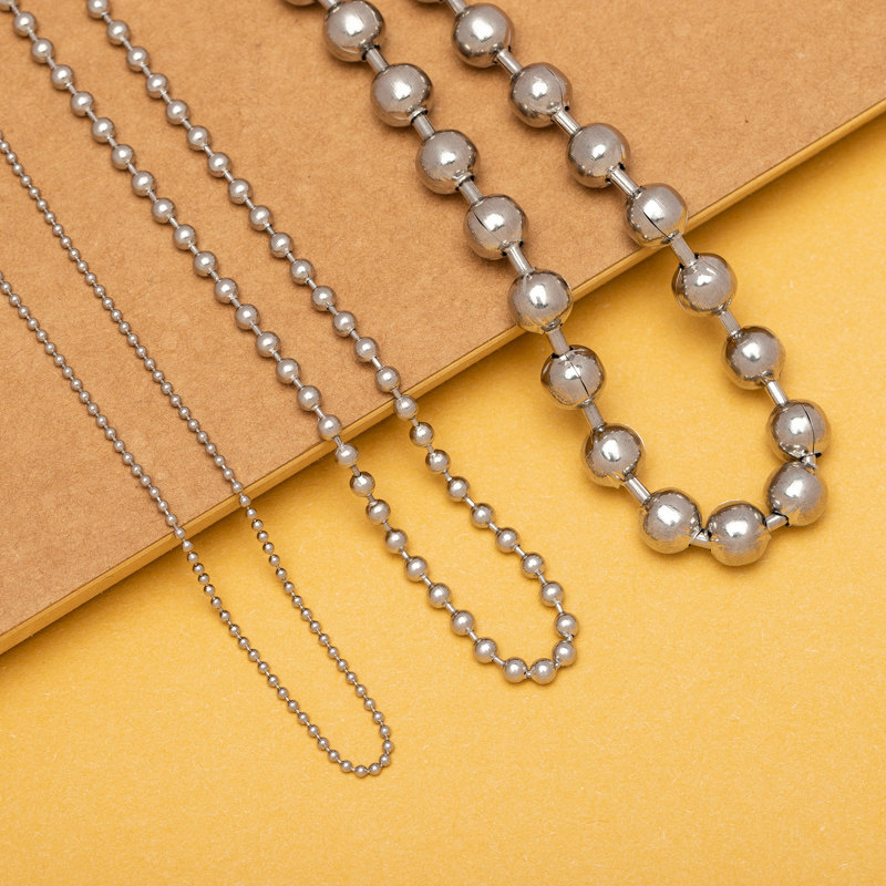 圆珠链钛链子55cm不锈不锈钢钢珠链不掉色男女项链