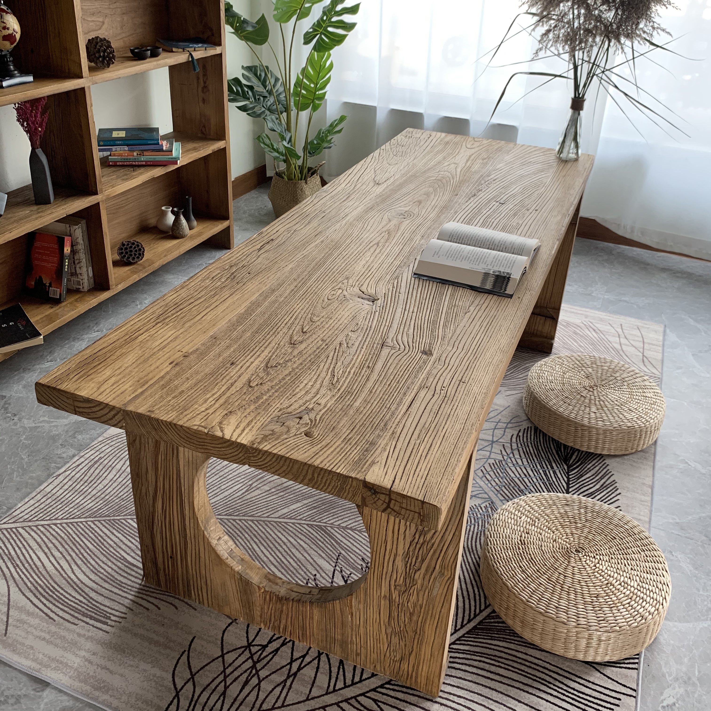 实木榆木茶桌复古禅意风化老旧门板桌子定制其它桌类