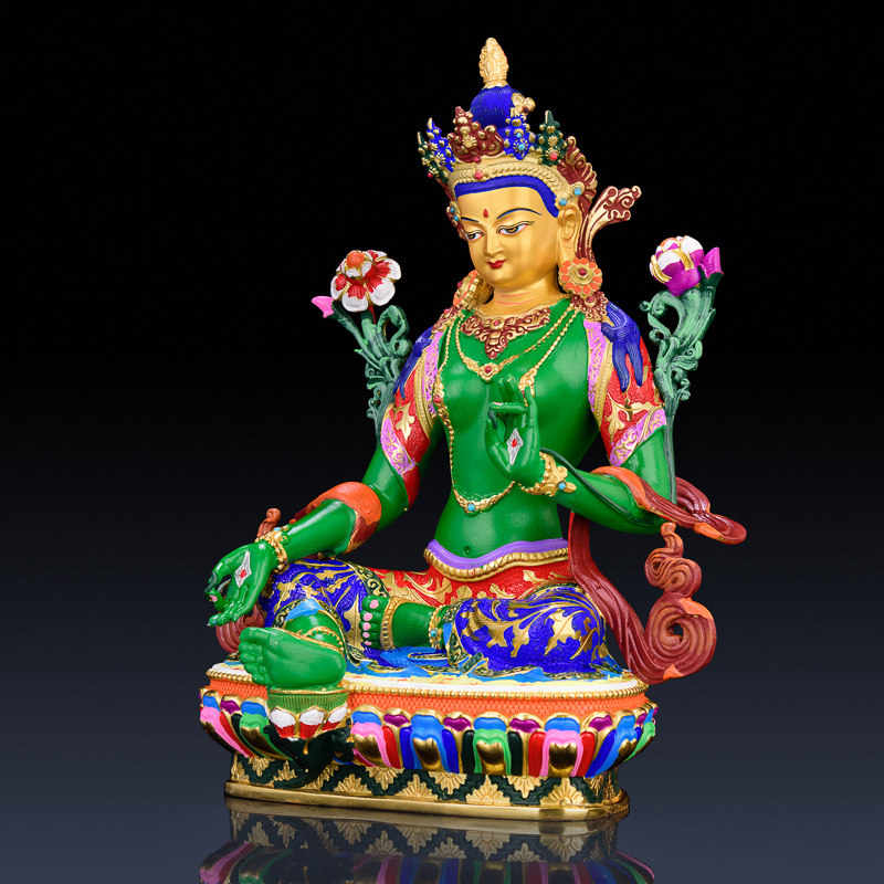 佛像盛凡绿度密宗多罗菩萨藏传佛教居家供奉黄铜摆件