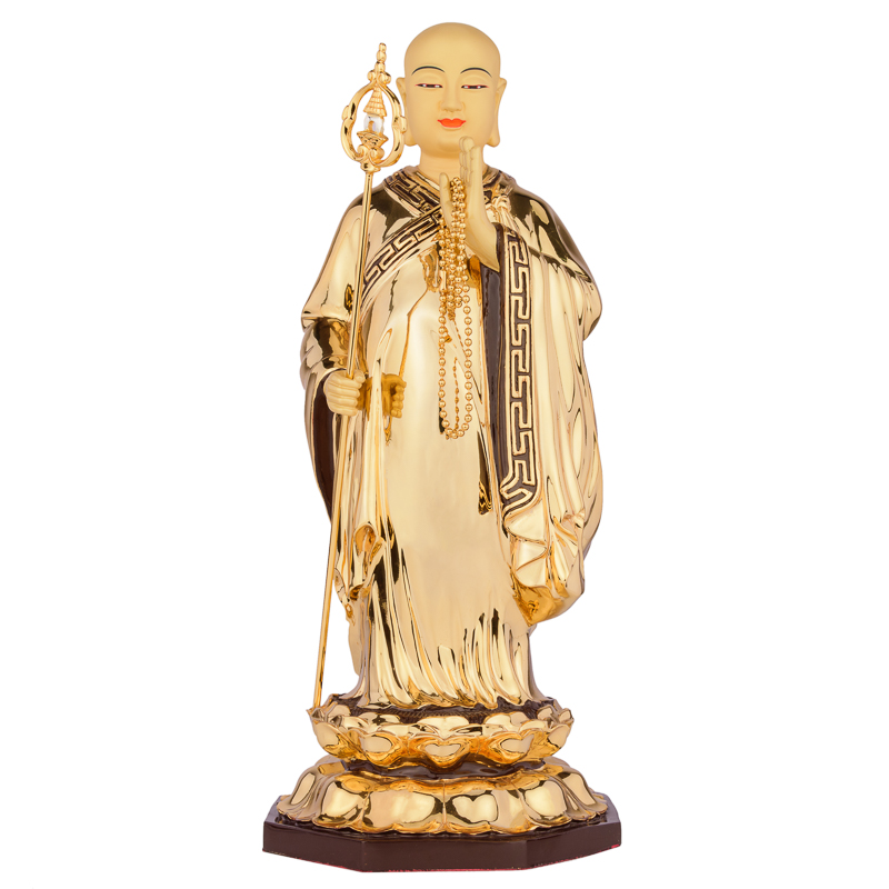 玄奘台湾盛凡摆件铜鎏金玄奘法师像唐三藏唐僧摆件