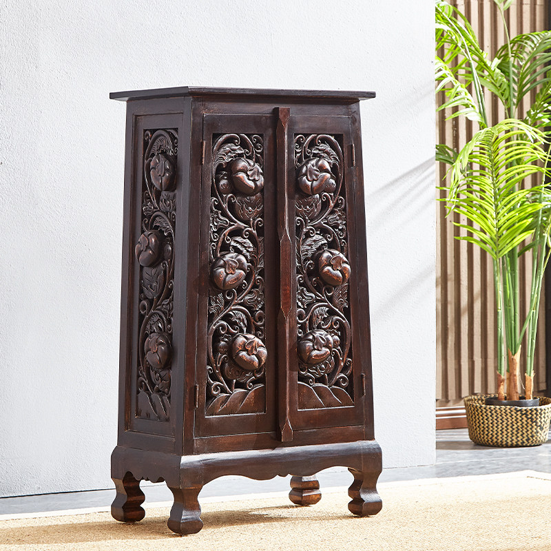 泰域泰国实木雕花柜子手工雕刻客厅玄关东南亚门厅