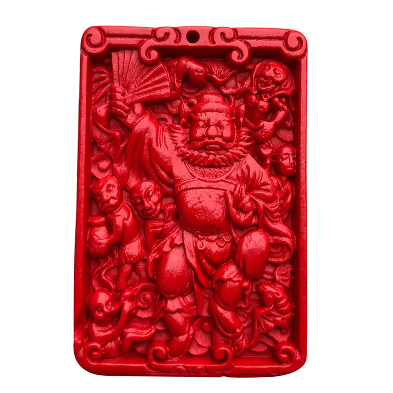 天然朱砂钟馗捉鬼吊坠 转运护身符随身辟邪降魔款佩饰项链送证书