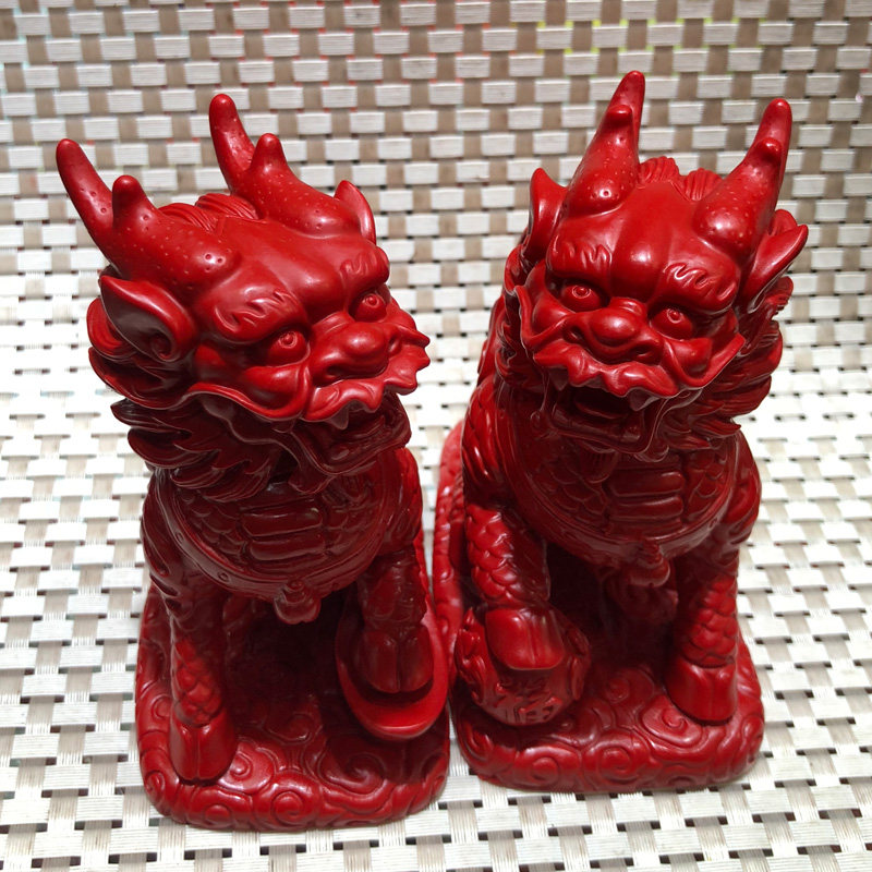 天然朱砂红麒麟摆件店铺开业大号送子火麒麟摆设摆件