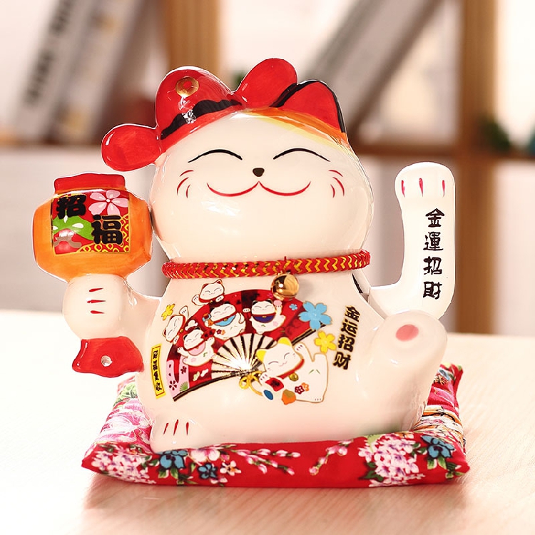 陶瓷招财猫摆件电动摇手开业店铺礼品小号生日家居风水创意发财猫