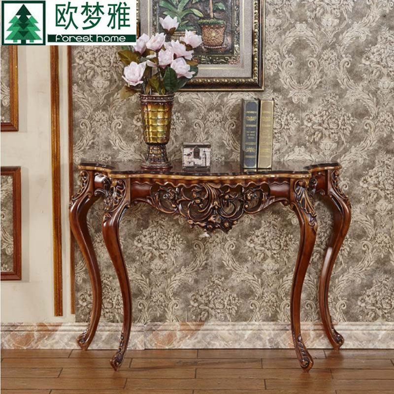 玄关欧式实木法式神台沙发新款豪华边桌半圆玄关台