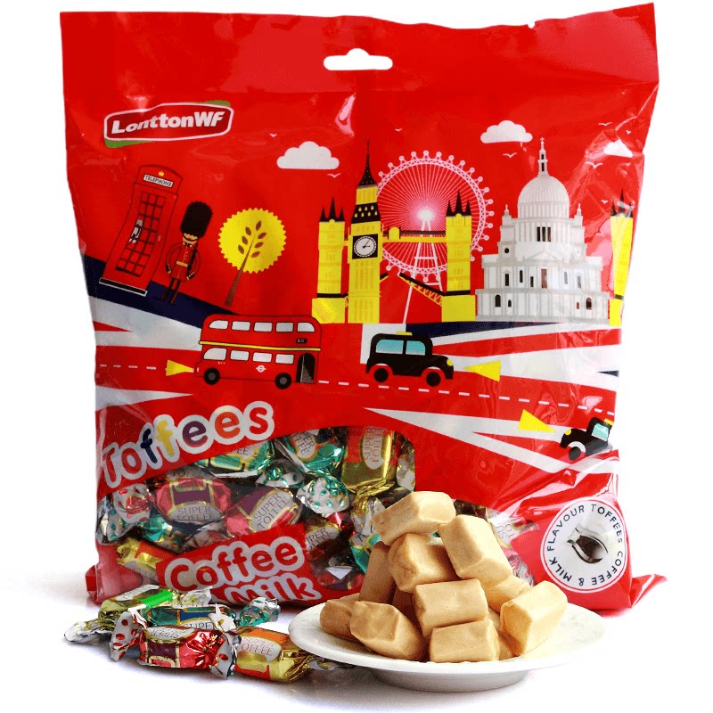 咖啡伦敦wf牛奶太妃500g儿童食品进口拖肥糖果