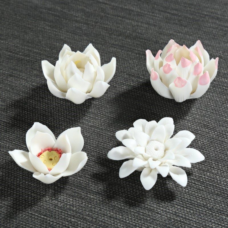 装饰手工捏制陶瓷莲花花瓣花朵荷花摆件