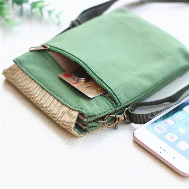 简约手机斜挎包女士手机挎包迷你帆布零钱手机包放装手机袋子布袋
