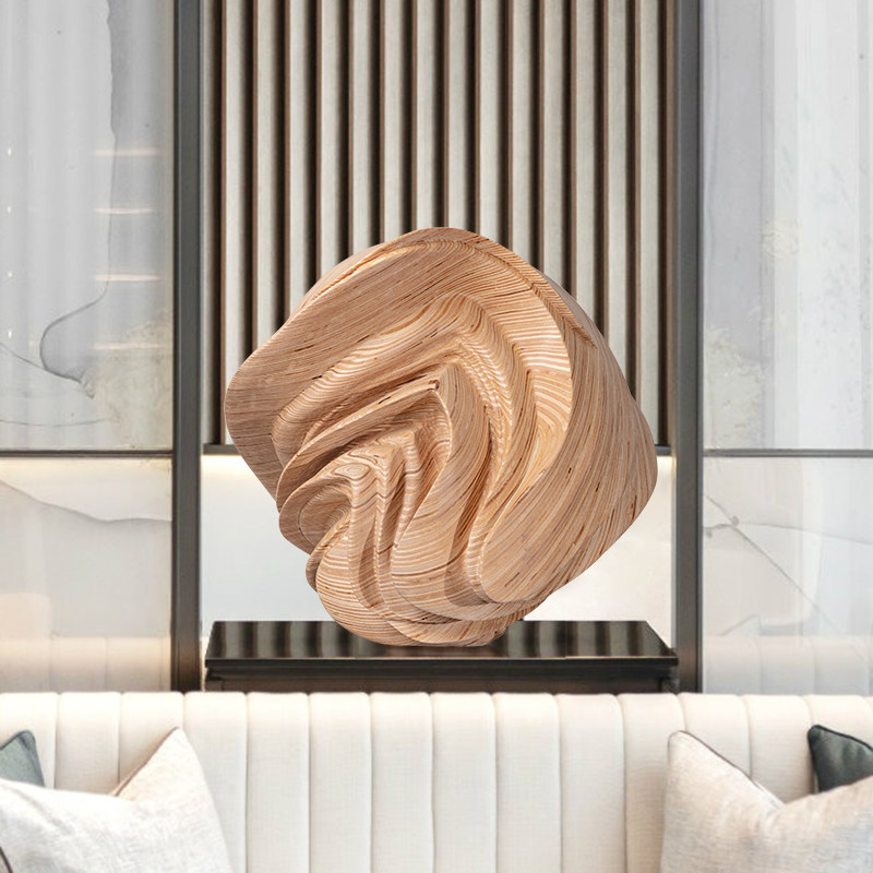 创意抽象木雕木雕工工艺品落地摆件酒店大堂售楼部摆件