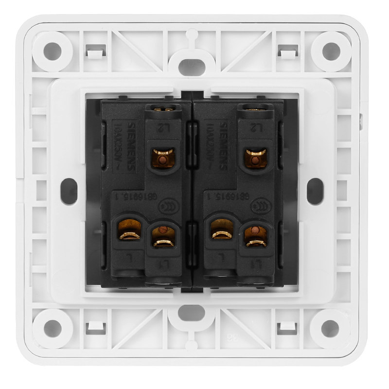 西门子开关插座远景雅白双联电源开关面板86型双开双控开关带荧光