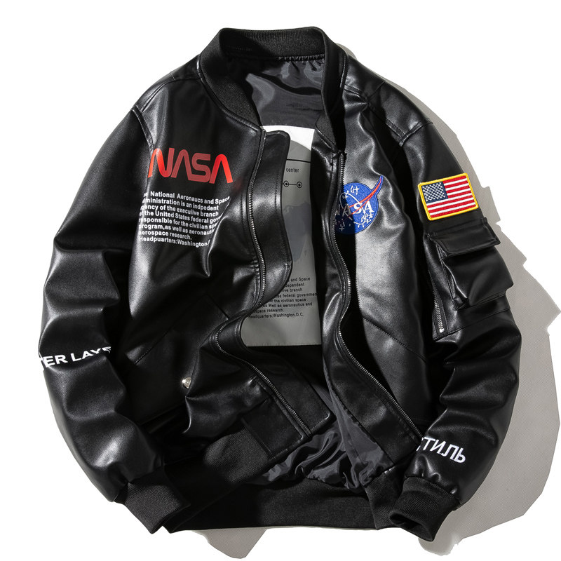 皮衣春秋2020新款nasa宇航员外套潮流帅气机车皮衣