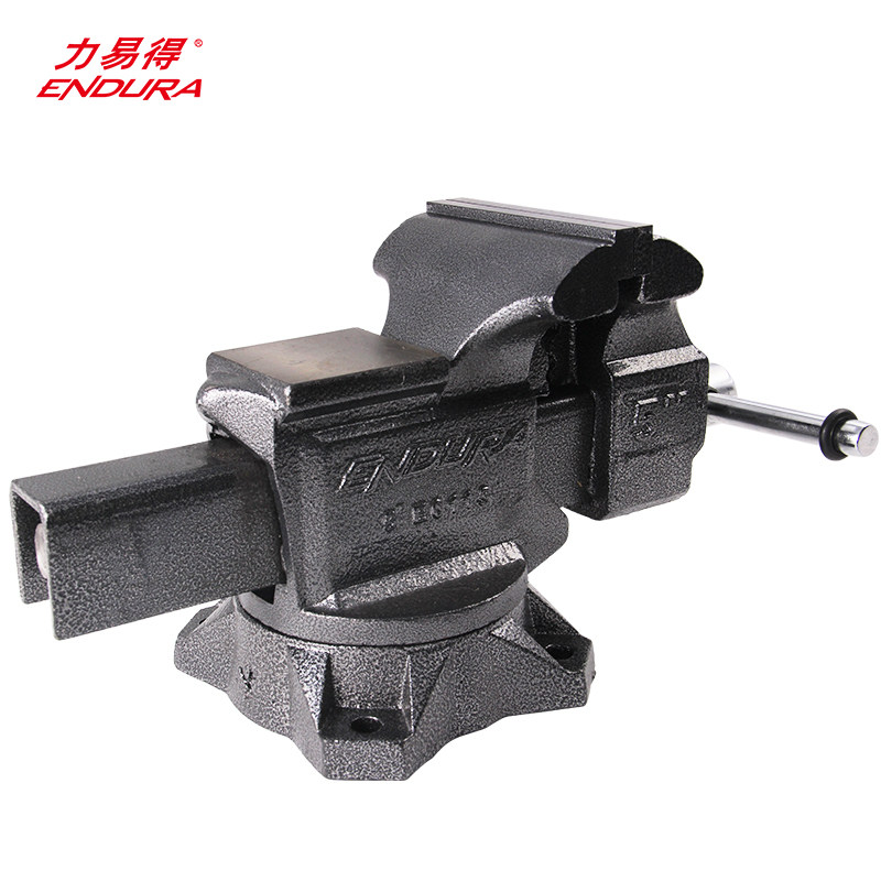 虎钳力易得老虎管子8寸工具夹持旋转底座重型台虎钳