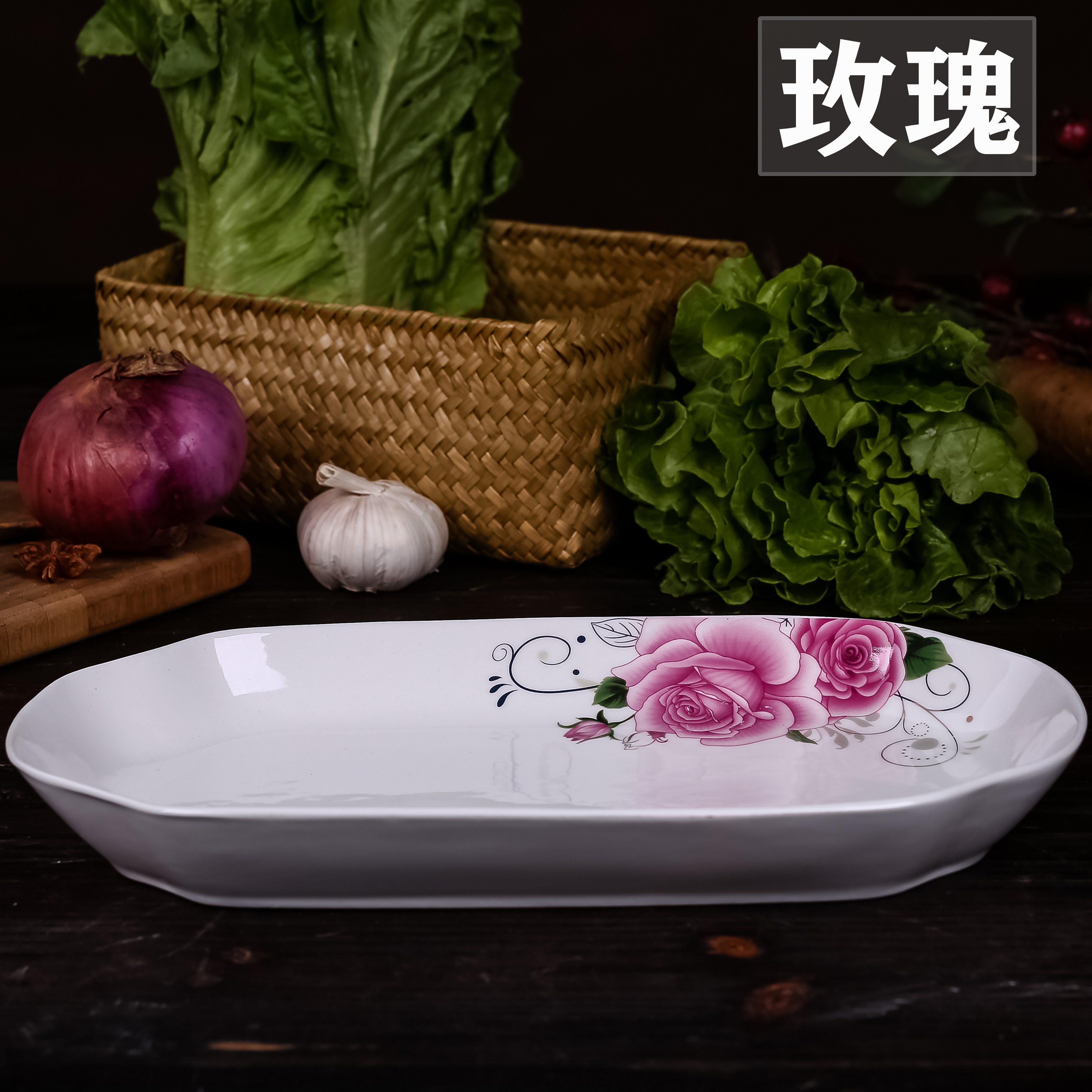 景德镇新品陶瓷盘子家用创意长方形大号菜盘牛排盘