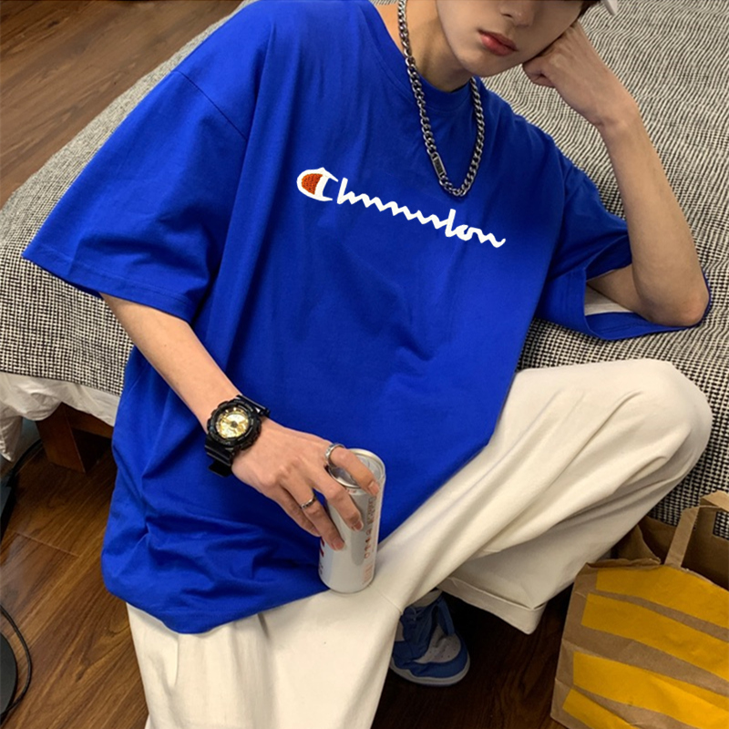 X TNF MDNS潮牌短袖t恤男夏季潮流重磅纯棉宽松半袖克莱因蓝上衣