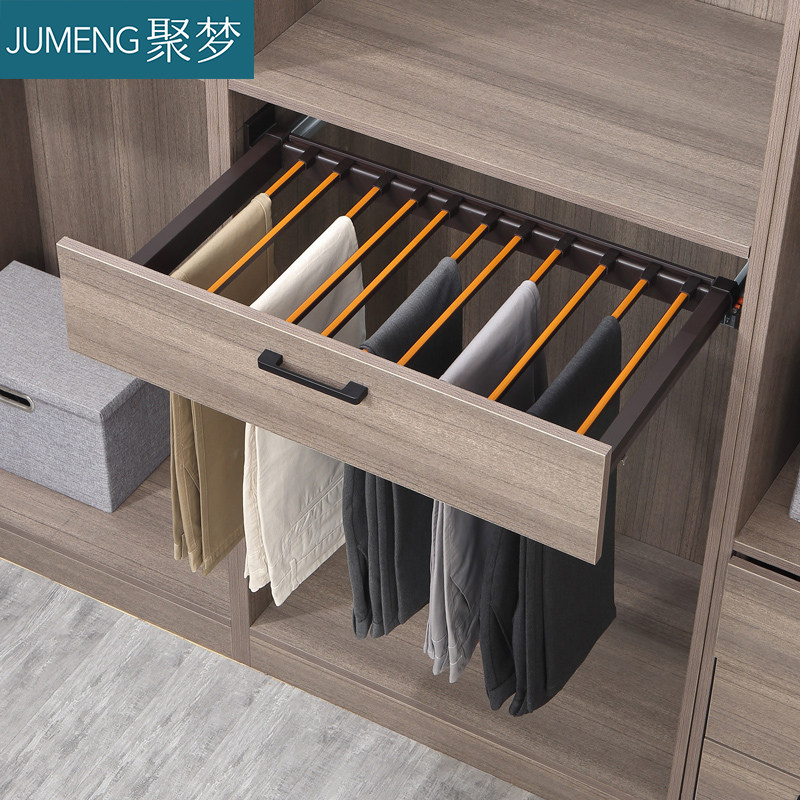 裤架衣柜内置首饰盒皮革多功能家用拉篮抽屉式裤柜内裤架
