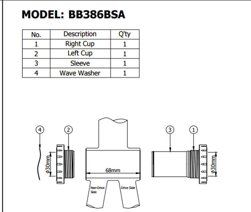 bb386bsatoken螺纹式中五通转装pf30bb30牙盘中轴