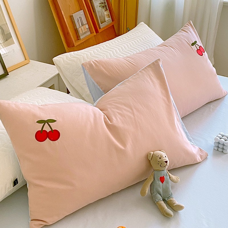 纯棉枕套一对家用枕头套48x74cm新款全棉套装刺绣枕套