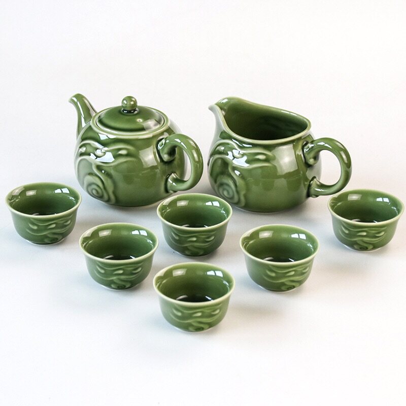 乾唐轩活瓷茶具行云流水1壶1茶海6杯陶瓷整套茶具礼盒装商务送礼
