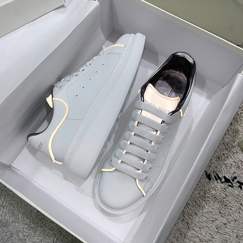 赛米伊麦昆小白鞋女夏季新款真皮反光松糕厚底鞋内增高麦坤板鞋女