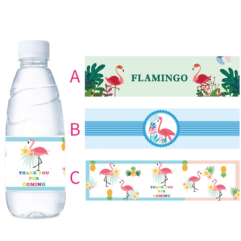 火烈鸟flamingo卡通生日聚会派对矿泉水瓶贴主题标签water labels