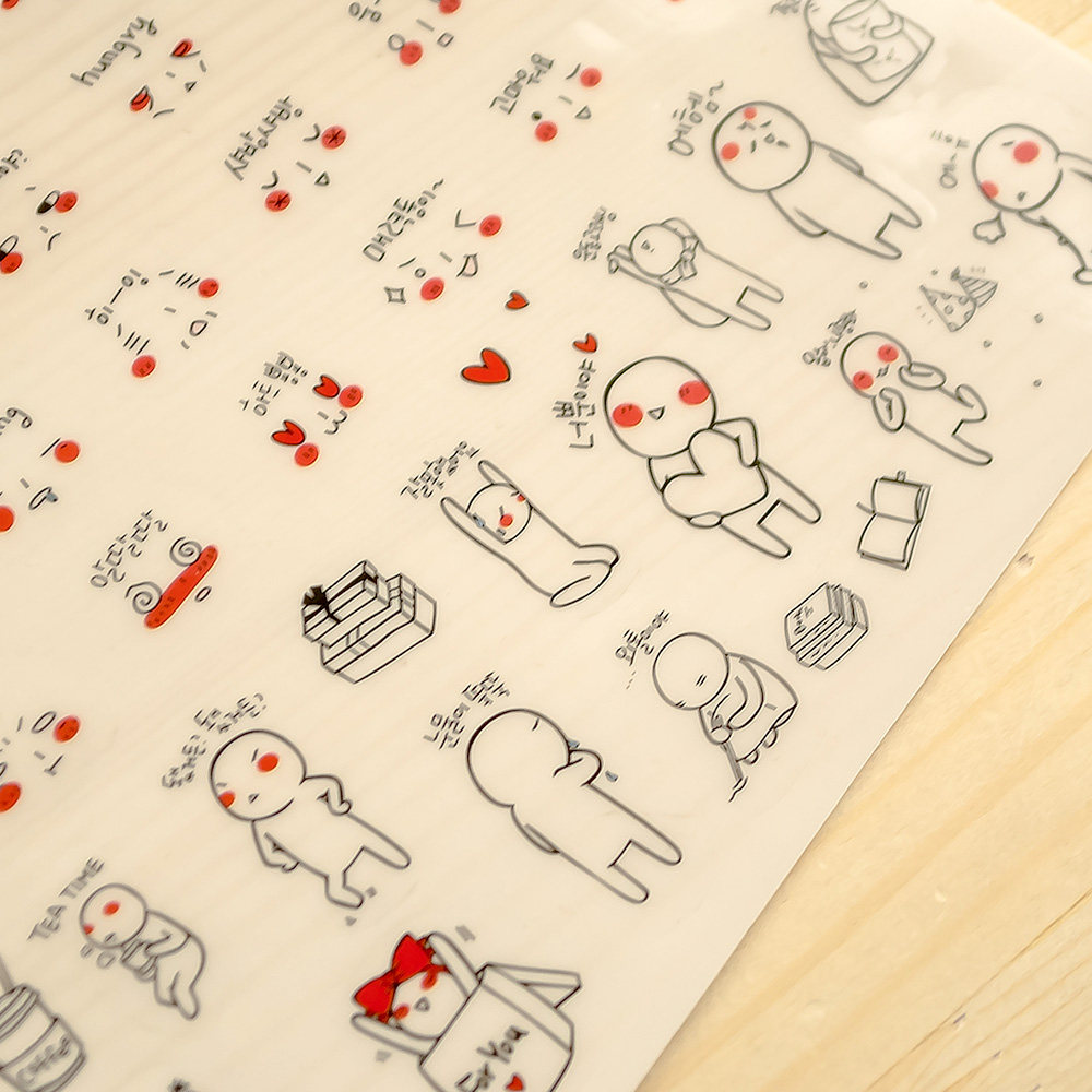 韩国文具 手绘风格表情贴纸 可爱pvc透明手帐日记装饰贴画 贴纸