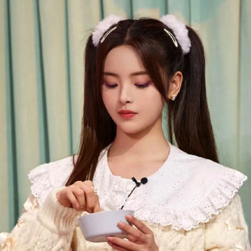 杨超越lolita马尾心扎双少女发绳毛绒头饰发圈毛茸茸发饰