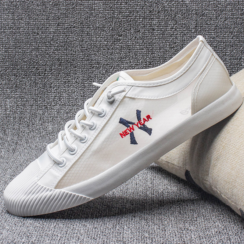 男鞋夏季透气薄款男士网面潮流网纱板鞋懒人一脚蹬休闲小白帆布鞋