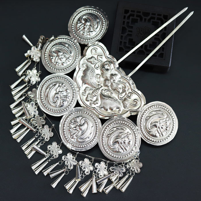 发簪侗族女发银饰宫廷民族风苗族大气夸张流苏发饰