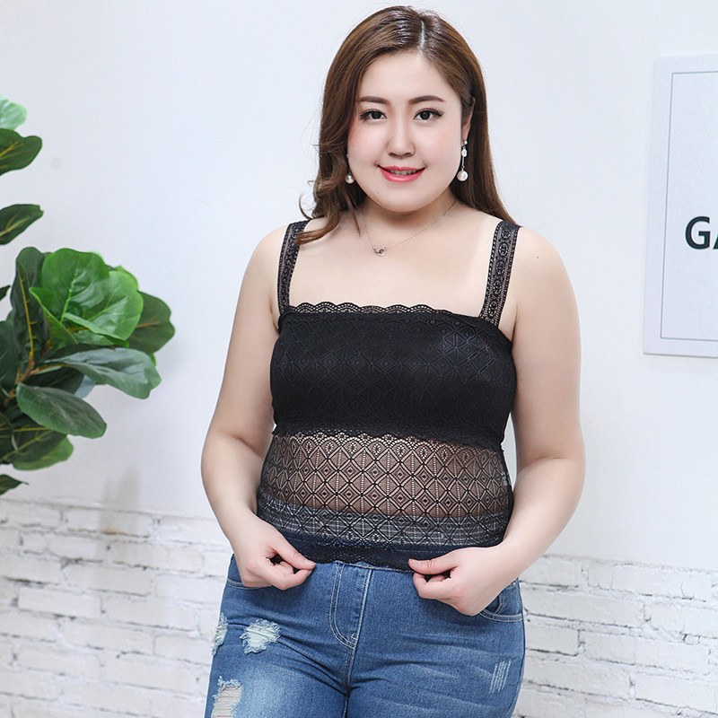 加肥走光文胸免穿内衣带胸裹胸加大吊带蕾丝背心吊带