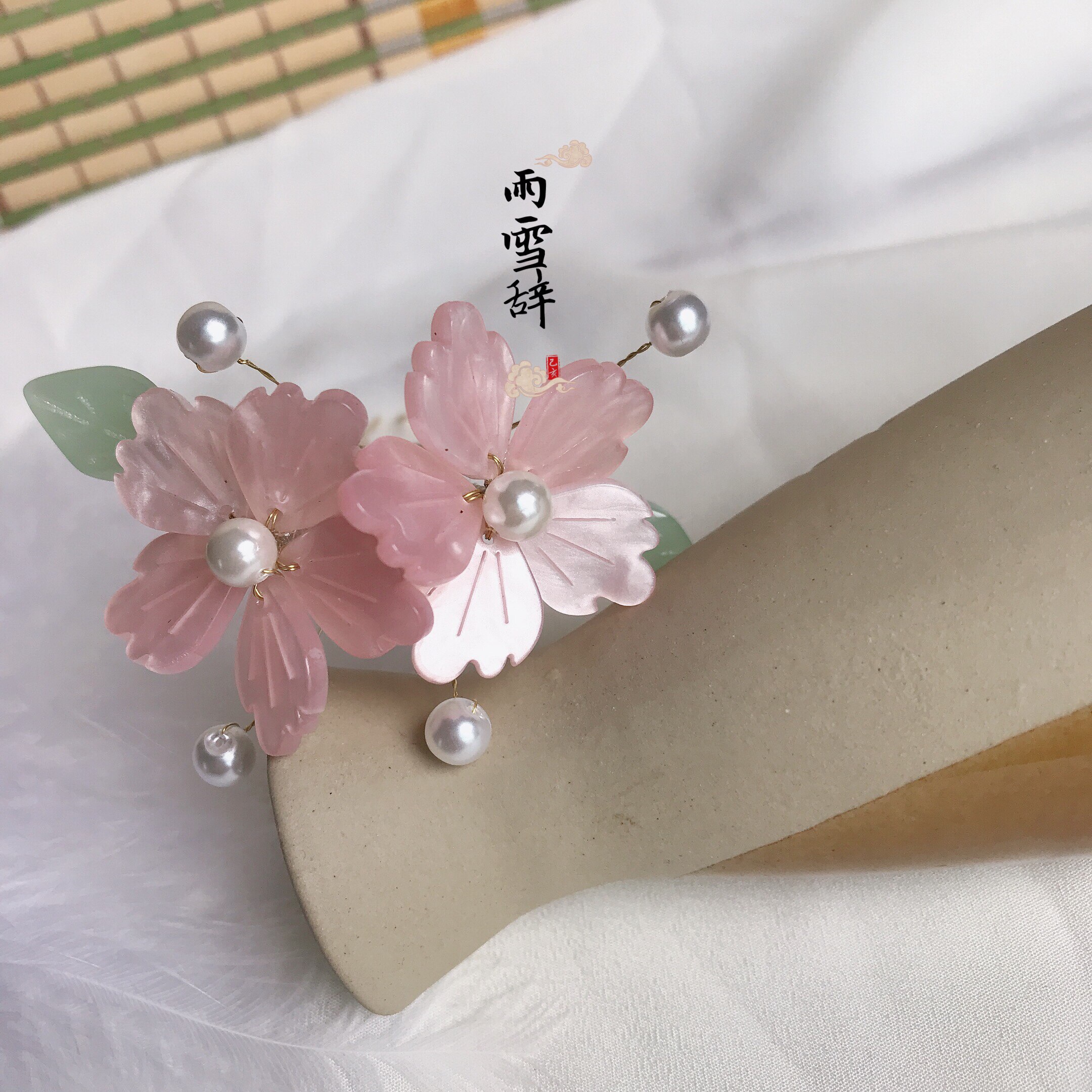 雨雪原创胭脂海棠双钗汉服发簪日常旗袍发饰发饰