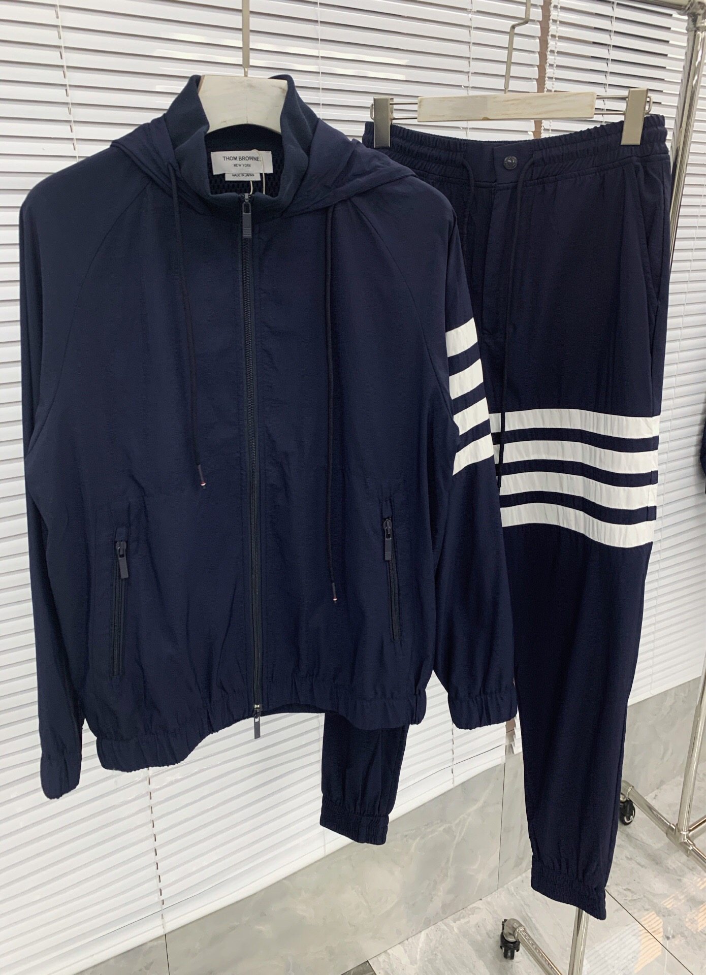 tb色织条纹外套男装早春欧洲站潮牌个性休闲运动风衣