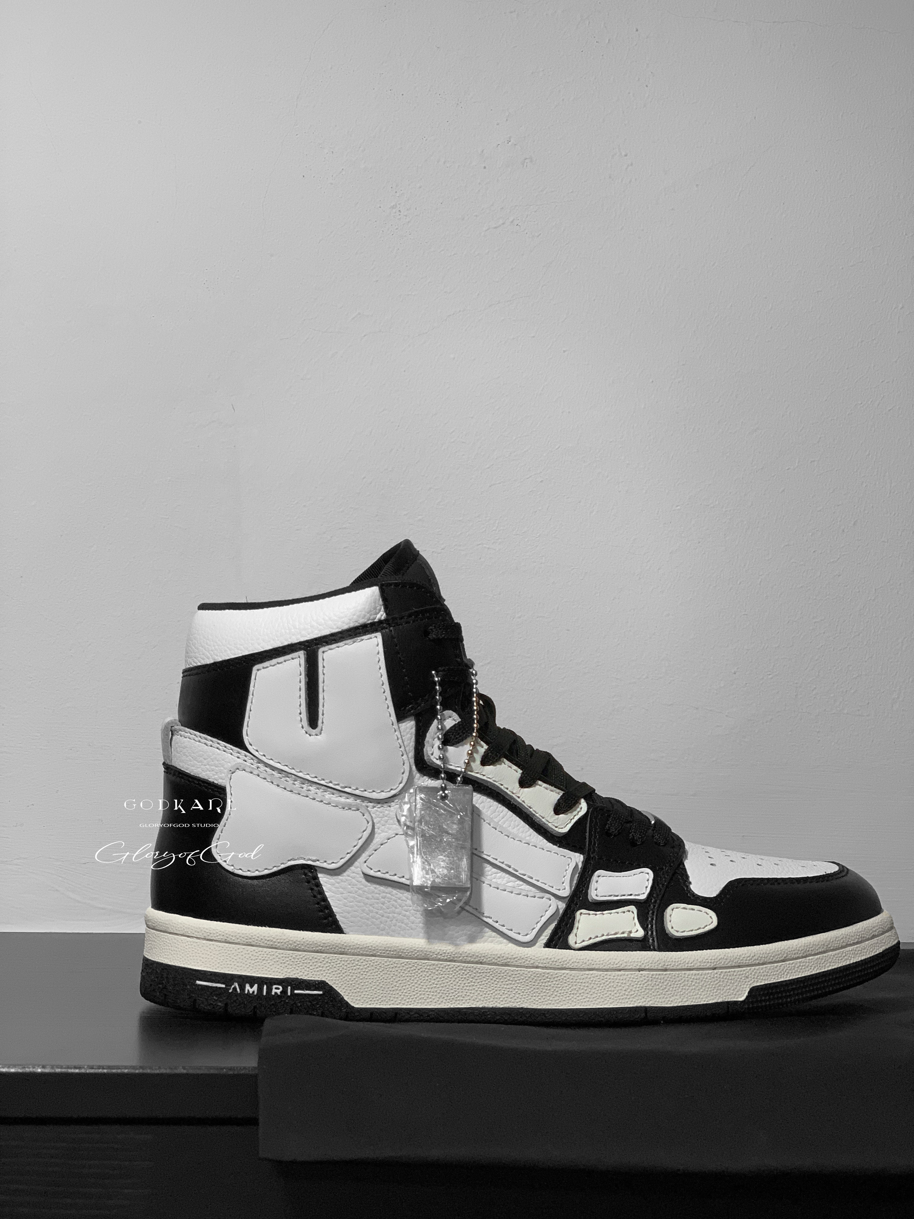 正确godkarl原创amiriskeltop骨头aj1高帮骷髅高帮鞋