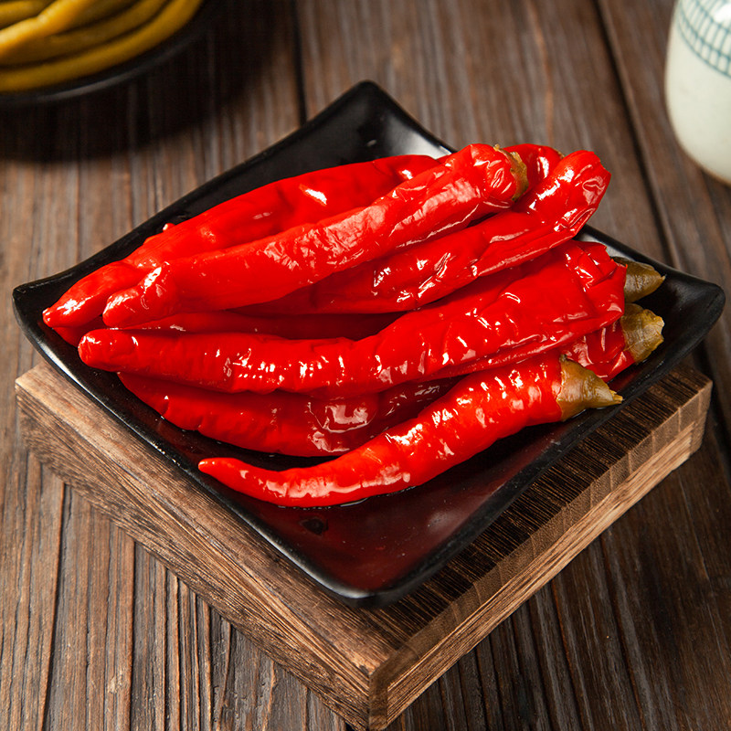 吴老倌泡红椒220g四川农家风味老坛泡菜辣椒腌制