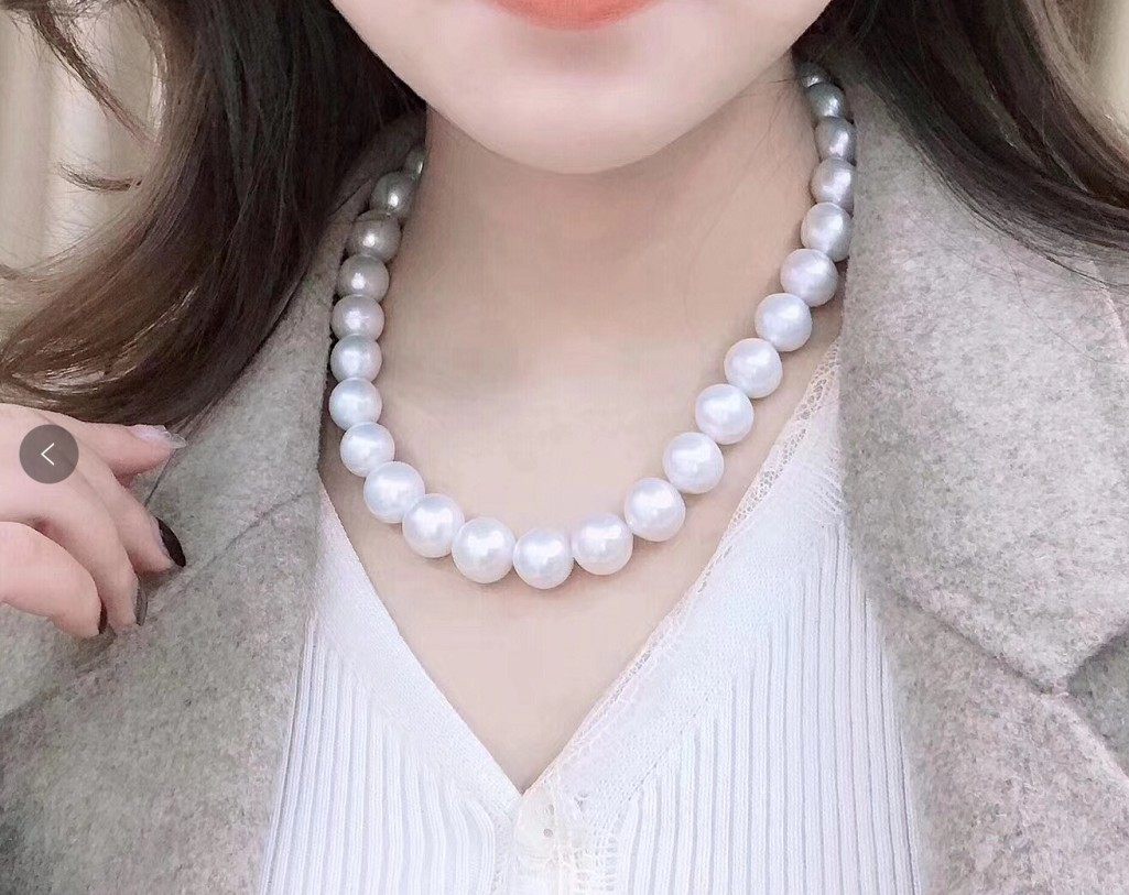 项链南洋白珠视觉天然大珍珠11-12mm大规规格高档颈饰