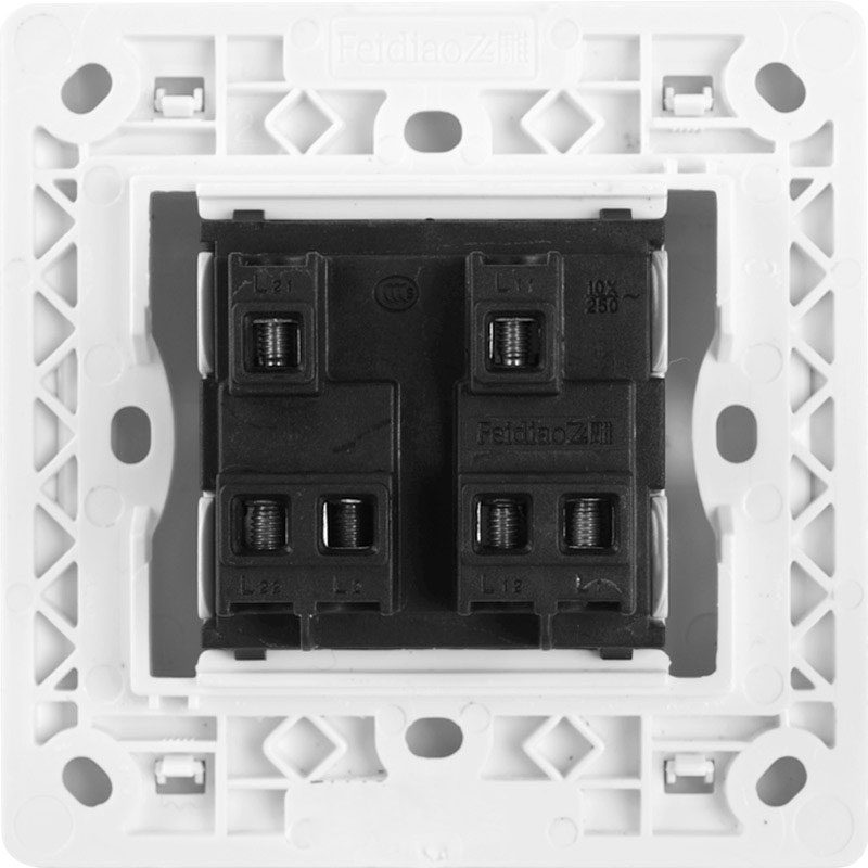 飞雕开关插座86型暗装家用双开关二开双联双控开关床头电灯开关金