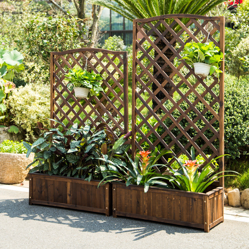 户外隔断室外阳台花箱庭院防腐实木花槽栅栏花架
