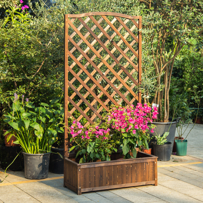 户外隔断室外阳台花箱庭院防腐实木花槽栅栏花架