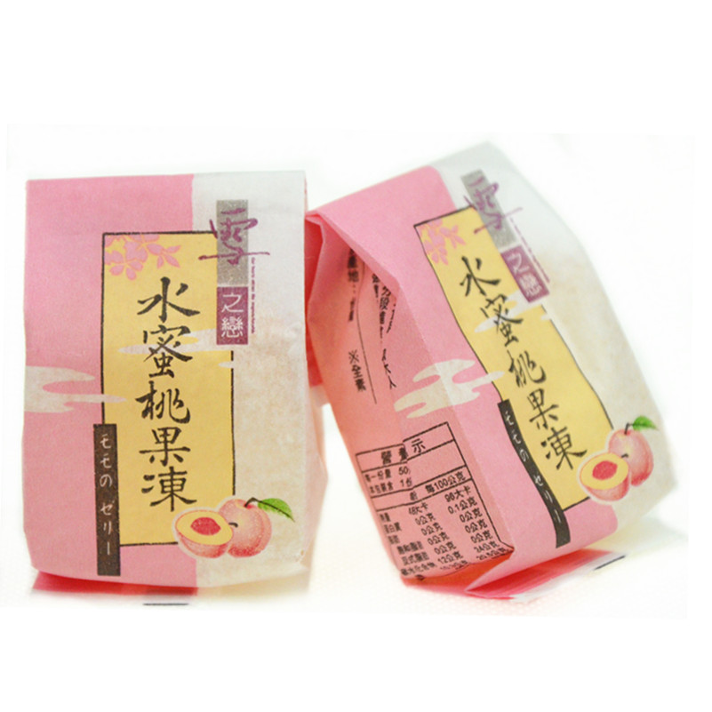 雪之恋台湾进口食品水蜜桃果冻盒装500g盒纸袋包装10颗入