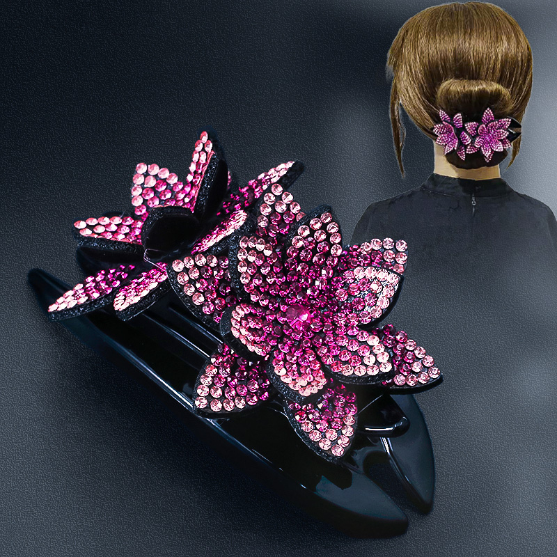 妈妈发夹后脑勺顶夹水钻防滑三齿鸭嘴发卡韩国发饰