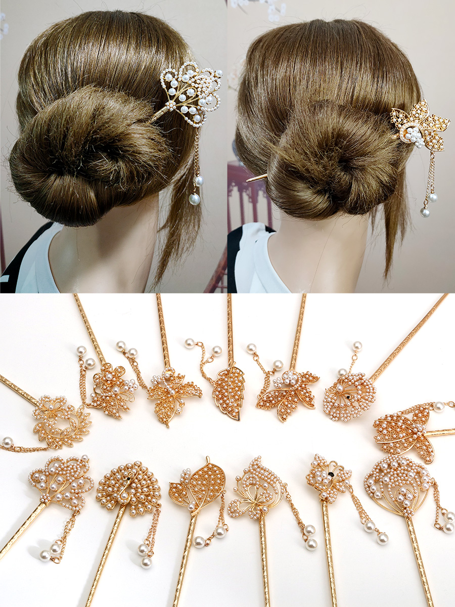 流苏宫廷古风盘发发簪古代头饰珍珠百搭发饰